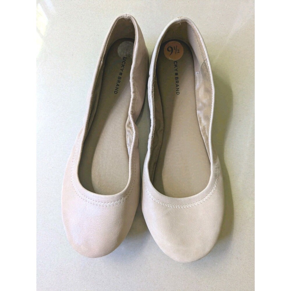 Lucky Brand Emmie Ballet Flats Shoes Womens Warm Stone Nude Size 9.5  Leather